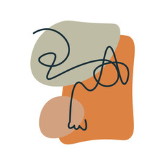 Abstract art of Boho style set. In this artwork abstract design and captivating orange shades intertwine against a serene white backdrop. Vector illustration.