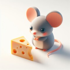 animation mouse and a piece of cheese