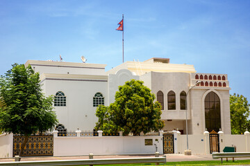Building of Embassy of Republic of Nepal in the city of Muscat. Sultanate of Oman - obrazy, fototapety, plakaty