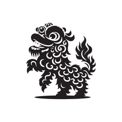Fototapeta premium Symbolic Elegance: Striking Chinese Lion Dance Reunion Silhouette in Festive Stock Exhibits - Chinese New Year Silhouette - Chinese Lion Vector 