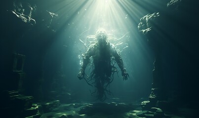Hyerophant, god light, cinematic look, octane render, under water. Generative Ai

 - obrazy, fototapety, plakaty