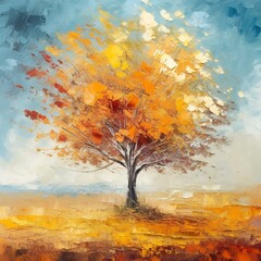 Obraz na płótnie Canvas Oil Painting Landscape - Autumn Forest