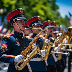 Obraz premium Marching Band Saxophones in Parade