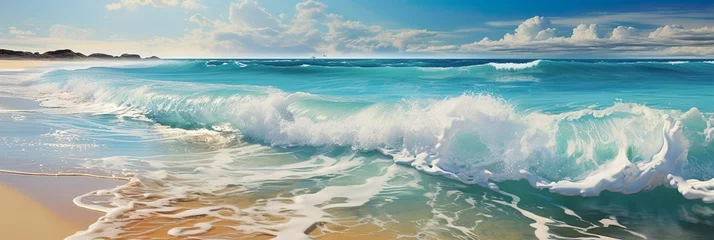 Fototapeten ocean wave on beach background for web banner © pickypix