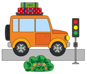  Car with baggage on the road