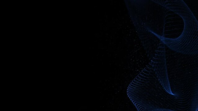 Technology concept plexus of blue smoke. Wavy threads of the universe. Abstract digital, futuristic, vector screen. Electronic waves. Looped 4k 60fps.