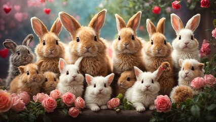 easter bunnies and eggs  Valentine Theme