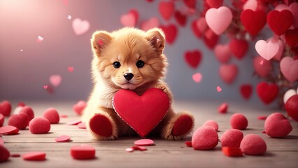 Fototapeta na wymiar teddy bear with heart Valentine Theme