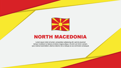 North Macedonia Flag Abstract Background Design Template. North Macedonia Independence Day Banner Cartoon Vector Illustration. North Macedonia