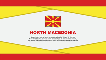 North Macedonia Flag Abstract Background Design Template. North Macedonia Independence Day Banner Cartoon Vector Illustration. North Macedonia Vector
