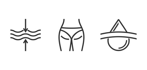 Ant-cellulite massage oil icons in bold line