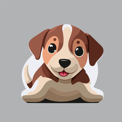 Cute funny little dog puppy in full length. Vector