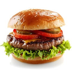 Tasty beef burger isolated on white background