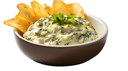 spinach artichoke dip png, creamy appetizer, party food, dip bowl, savory spread, appetizer clipart, delicious snack, transparent background, homemade dip, culinary delight - obrazy, fototapety, plakaty