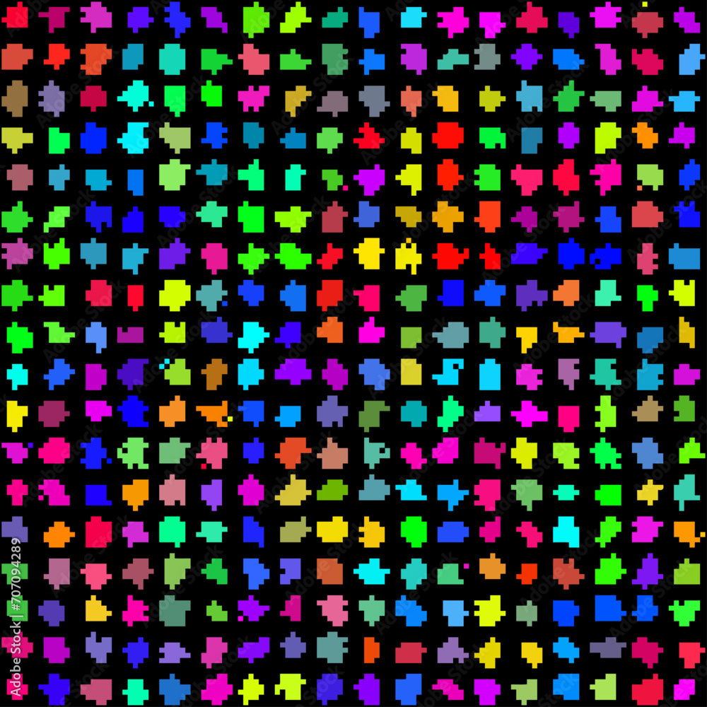 Poster Colored pixel wave seamless pattern. Vector pixel art pattern