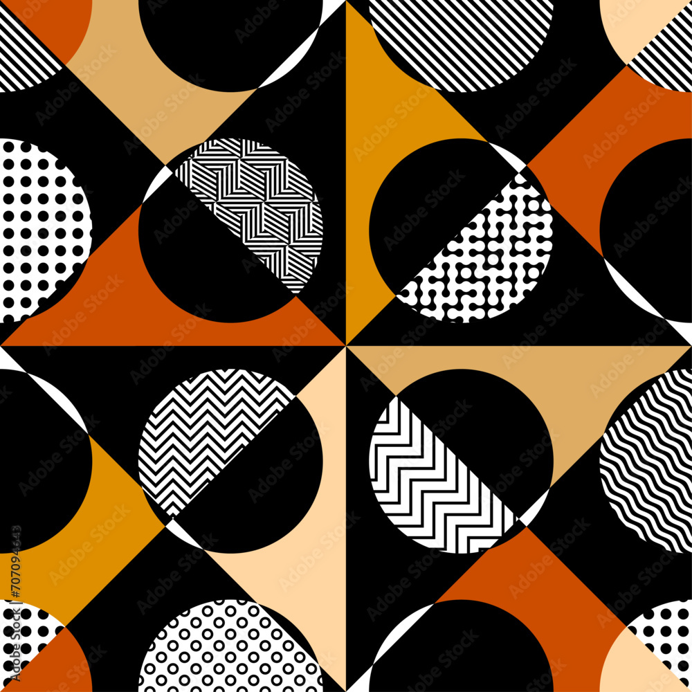 Aufkleber Geometric abstract pattern retro style. Seamless vector pattern.