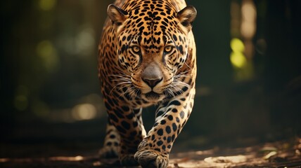 Jaguar walking down penetrating eyes realistic image Ai generated art
