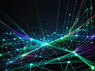 Abstract technology background with illuminated fiber optic network connections	