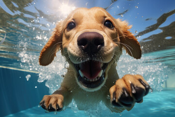 golden retriever swimming