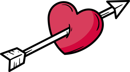Heart hit by an arrow vector illustration