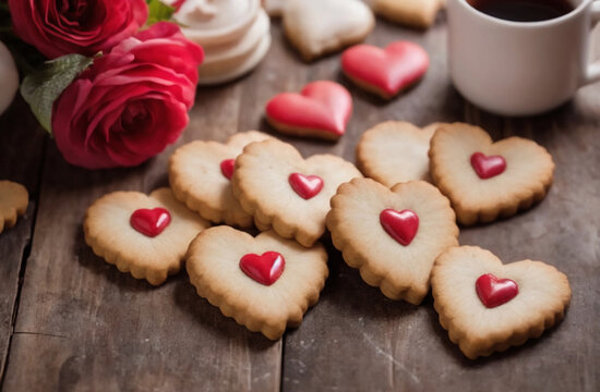 Valentine's day delight Jam-Filled heart shape cookies biscuit