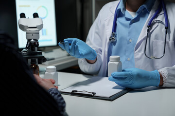 Medical research laboratory A team of scientists or doctors is analyzing it. Laboratory data...