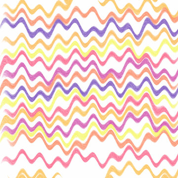 Swirls and squiggles childish cute seamless pattern. Kid memphis style colorful banner background. Charcoal and pencil squiggles ornament, dots, daubs. Hand drawn doodle multi colored confetti.