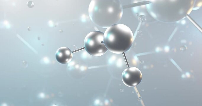 Hydrogen peroxide rotating 3d molecule, molecular structure of oxidizer, seamless video