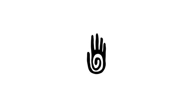 Smiling Hand Animation. Aztec style hand Apear, Waves, and Smiles