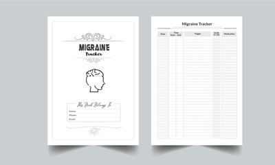 Migraine Tracker. Daily Gratitude Monthly & Yearly Undated Planner. Printable Gratitude Journal. Planner Bundle Design. Printable Planner Set with cover page layout template