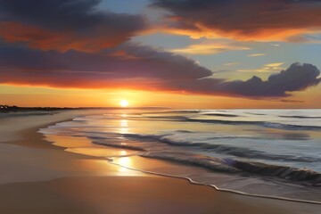 Fototapeta na wymiar Beach with sunset 