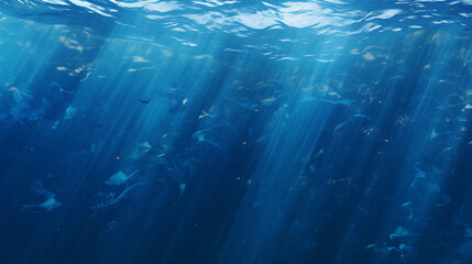 Fototapeta na wymiar Underwater world loop, Deep blue sea texture, Ai generated image