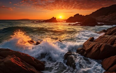 Obraz premium Beautiful seascape at sunset. Composition of nature