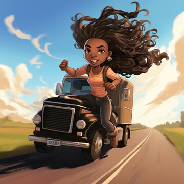 Cartoon African American Cowgirl With Braids Picture Ai Generated Art