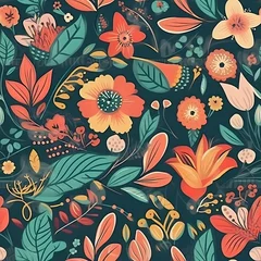 Deurstickers seamless floral pattern © averywood
