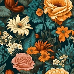 Keuken spatwand met foto illustration beautiful flower pattern, high definition, 8K resolution, using Cinema 4D © averywood