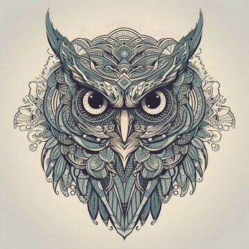 use this to design an owl face vector style symmetrical illustration