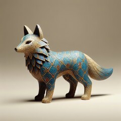 animal figure on a wooden toy wooden wolf toy
