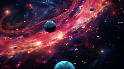 Planets stars moon asteroid black hole image Ai generated art