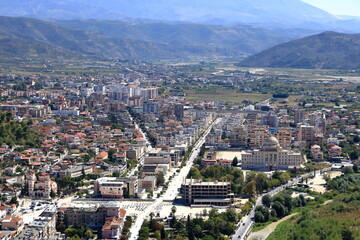 View from above to the town Berat Berati in Albania