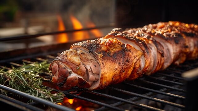 Porchetta vom grill recipe roast pork image Ai generated art