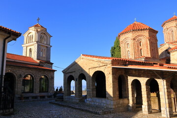 Holy historic church Sveti Naum Saint Naum on the coast of lake Ohrid, North Macedonia