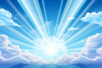 Heavenly rays of light in the clouds. Dreamy inspiring hope concept. Sun rays from heaven. Blessed light.	