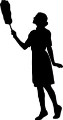 vector silhouette illustration of an office janitor