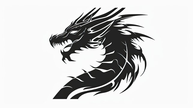 Black and white dragon head