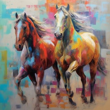 Modern Painting with Horses