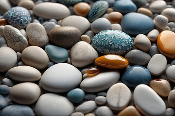 Fototapeta na wymiar Pebbles inspired by nature create a highly detailed intricate close up