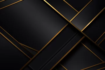 Foto op Plexiglas Fondo abstracto oscuro con líneas doradas. © ACG Visual