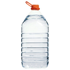 Plastic transparent bottle of water 5 liters from a supermarket isolated on a white background....