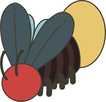 cartoon firefly with red head and yellow light clip art preview